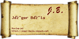 Jáger Béla névjegykártya