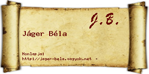 Jáger Béla névjegykártya